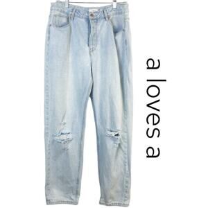 a loves a Womens Mom Jeans Button Fly Distressed Size 30